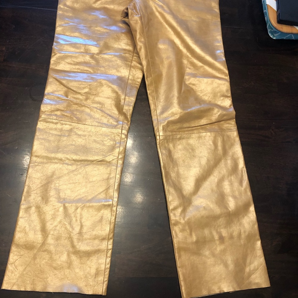 Vintage Banana Republic Gold Leather Pants Size 8